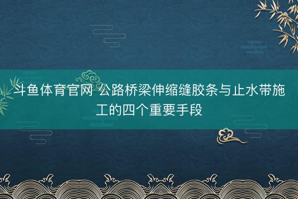 斗鱼体育官网 公路桥梁伸缩缝胶条与止水带施工的四个重要手段