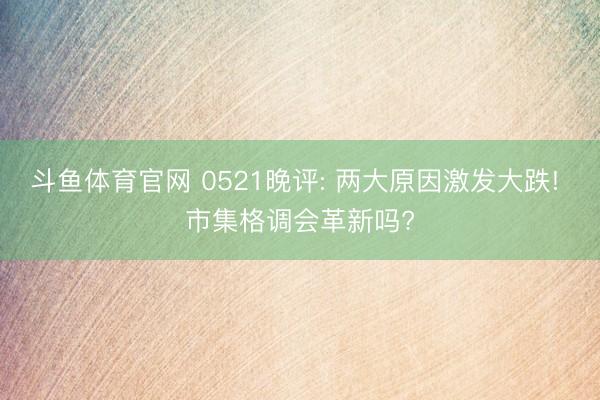 斗鱼体育官网 0521晚评: 两大原因激发大跌! 市集格调会革新吗?
